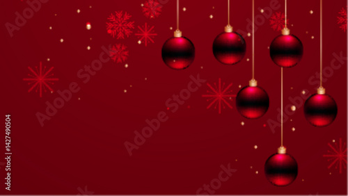 Red Christmas ornaments on a red background suitable for holiday designs, greeting cards, social media posts, and festive decorations.