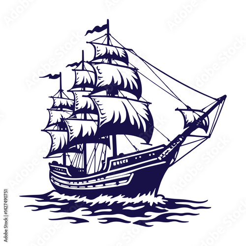 ship tribal tatto vector design