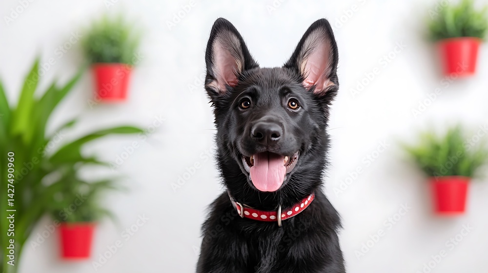Happy Black German Shepherd Puppy Portrait Happy Black German Shepherd Puppy Portrait
