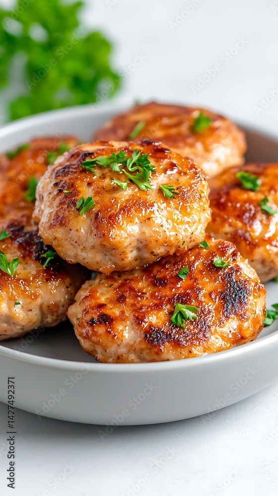 Crispy Chicken Patties on Plate Crispy Chicken Patties on Plate