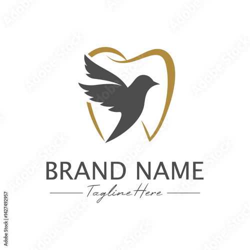 simple dental logo, Dental Bird Logo design vector