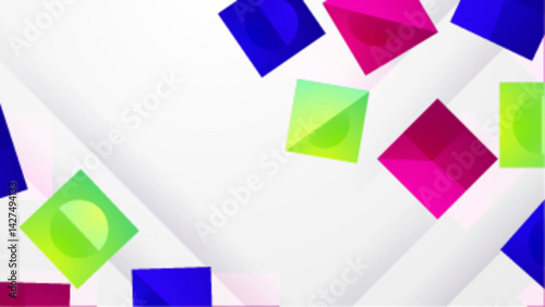White background with colorful squares suitable for backgrounds, pattern designs, digital presentations, and vibrant graphic designs. Bold and eye catching visuals.