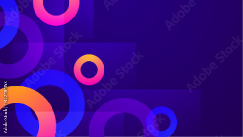 Abstract background with colorful rings on a purple backdrop, suitable for artistic presentations, wallpapers, or graphic design projects requiring modern elements.