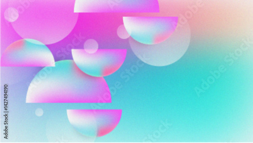 Abstract pastel pink, blue, and white circles and semicircles. Ideal for backgrounds, websites, social media posts, and design projects.