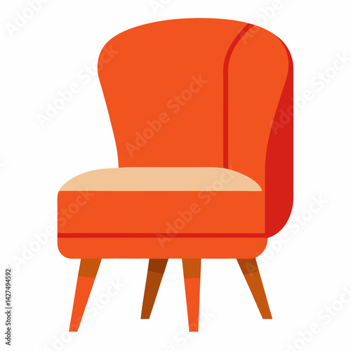 Illustration of slipper chair with les, on white background.