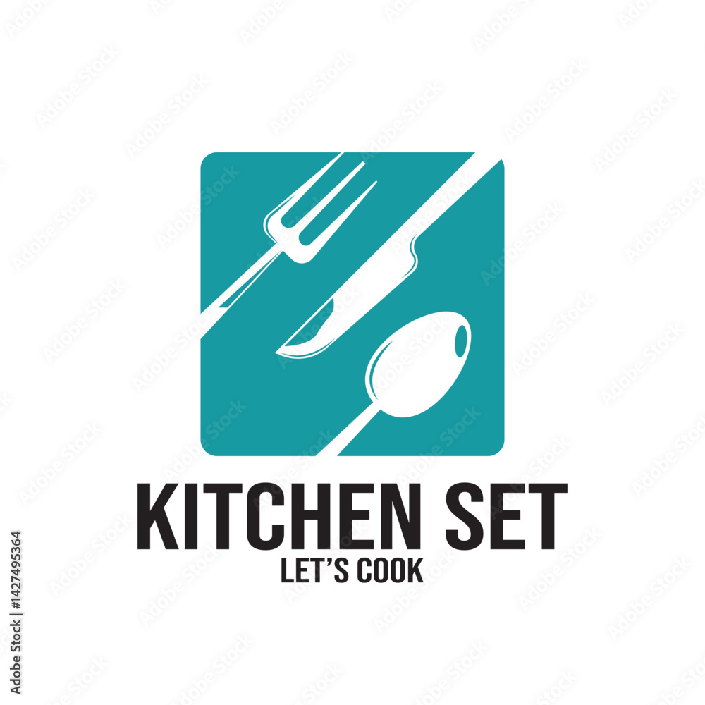 Fototapeta premium fork and spoon kithcen set icon vector illustration template design