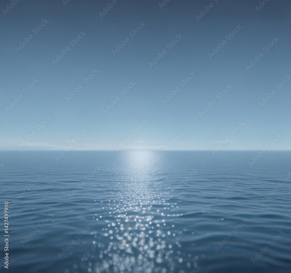 Obraz premium Abstract soft blue gradient, evokes tranquility and serenity, resembles a calm sea , illustration, subtle