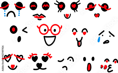Illustration of eyes nose and mouth