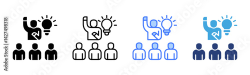 Leadership icon sheet multiple style collection