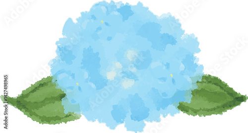 水色の紫陽花の水彩イラスト