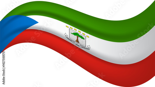 Equatorial Guinea wavy flag, waving flag vector illustration