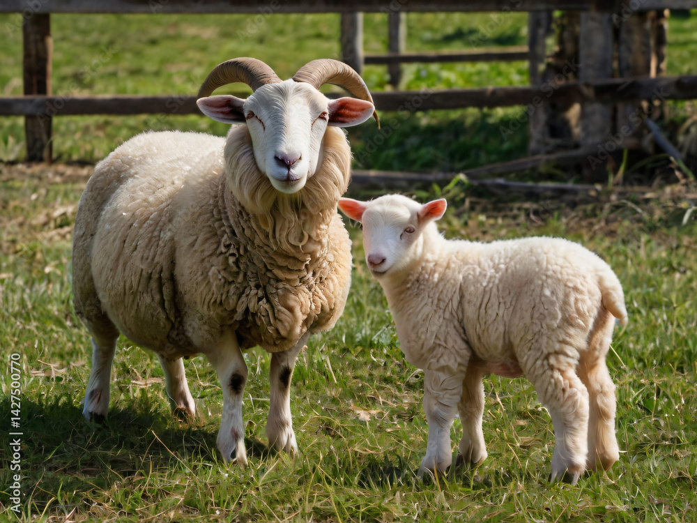 Naklejka premium sheep and lamb