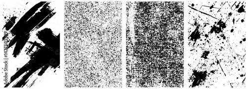 Grunge Texture Pack, Bold Brush Strokes, Static Noise, and Ink Splatter Overlays for Urban and Retro Design