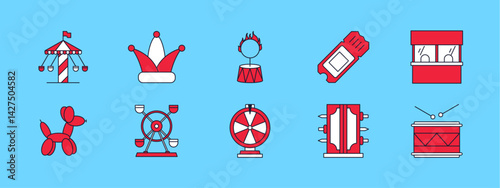 Circus icons set. Circus vector icon concept. Simple vector line icons.