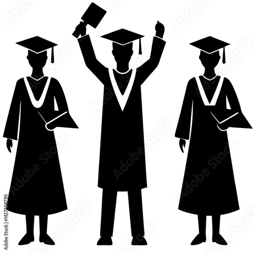 Silhouettes Graduates Caps Gowns