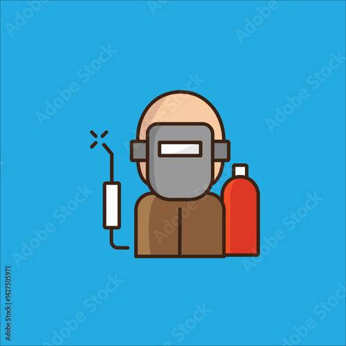 A welder is working on the shop floor