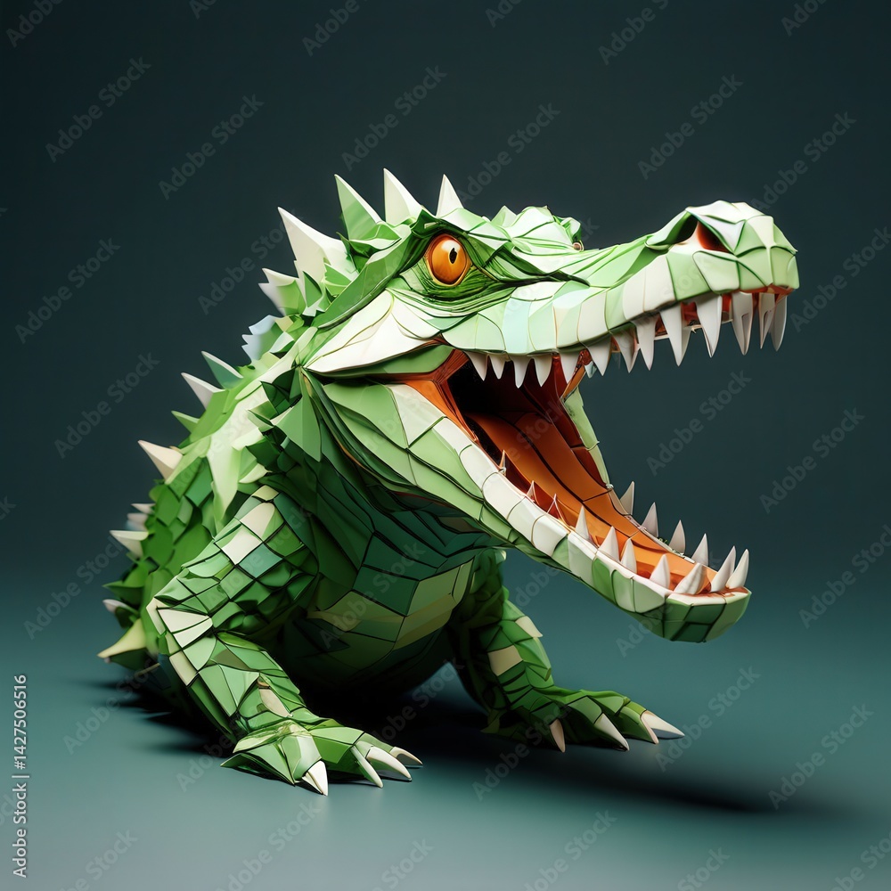 Fototapeta premium an AI Image Generator, Colorful Origami Dragon Bust with Dramatic Lighting