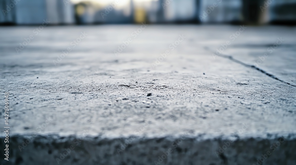 Concrete Surface Texture Close-up with City Building Blurred Background in Gray Concrete Surface Texture Close-up with City Building Blurred Background in Gray