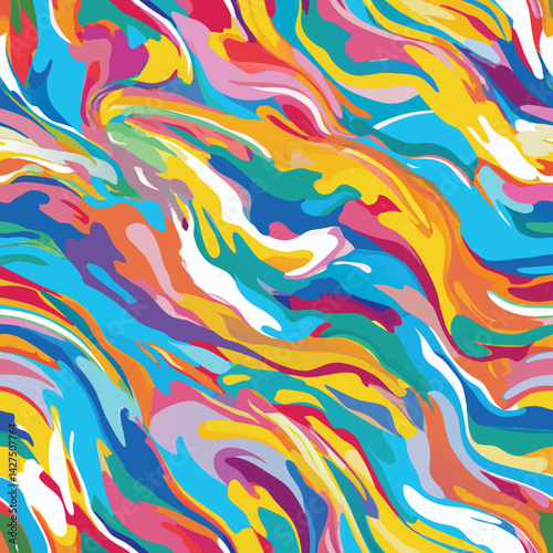 Chromatic currents mingle in an abstract dance of vibrant hues