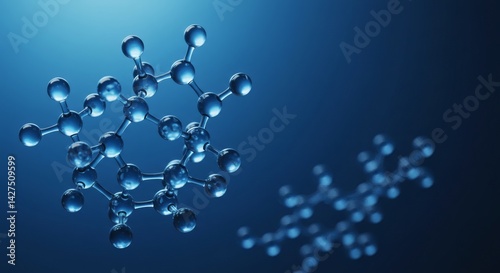 Glassy molecules intertwine bathed in blue science