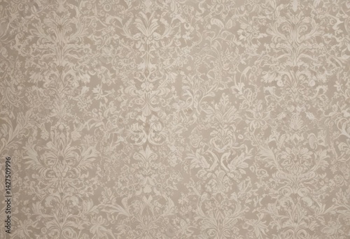 Elegant damask wallpaper, intricate lace-like pattern in subtle neutrals , ornate, subtle, background