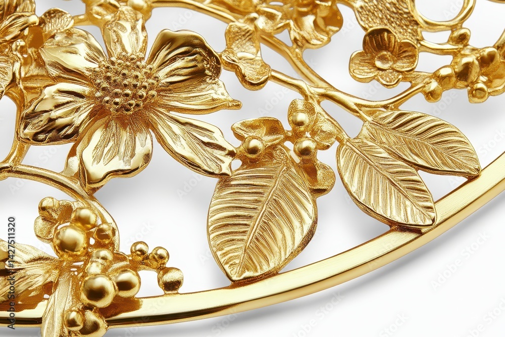 Fototapeta premium Gold-toned floral design tray