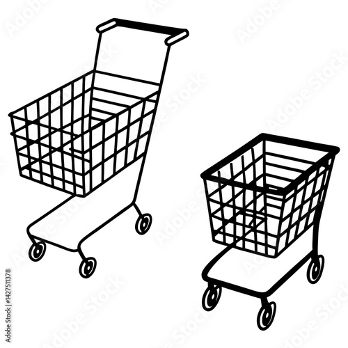 shopping cart vector art illustration