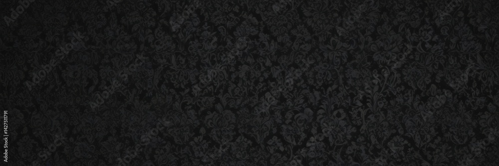 Elegant black gothic damask wallpaper, intricate floral pattern , vintage, motif Elegant black gothic damask wallpaper, intricate floral pattern , vintage, motif
