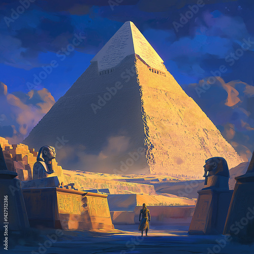 Stylized ancient Egyptian scene