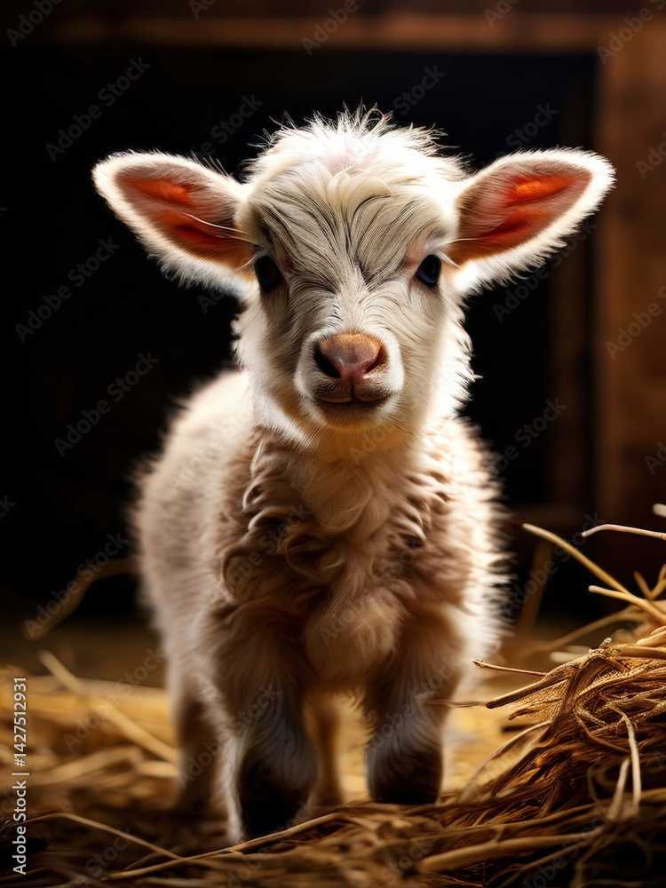 Fototapeta premium an AI Image Generator, Adorable Young Goat Standing in a Barn