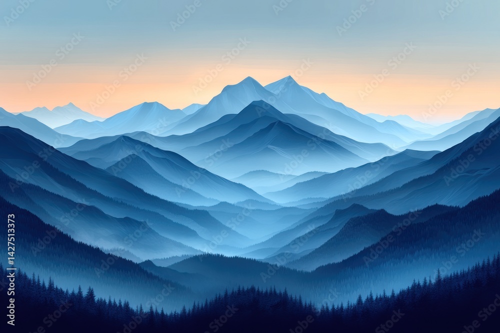 Majestic mountain range at dawn Majestic mountain range at dawn