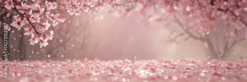 Floating sakura petals, soft pink hues, dreamy bokeh background ,  japanese,  spring,  background