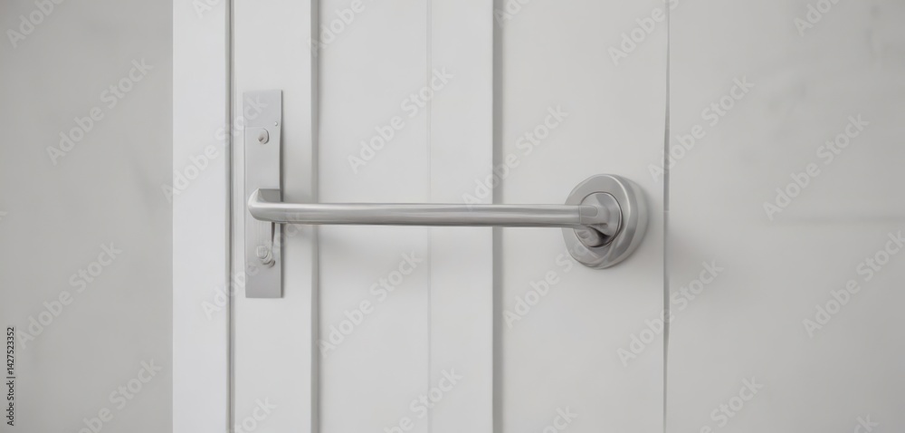 Modern white interior door, sleek handle Close-up detail , contemporary, property, home improvement Modern white interior door, sleek handle Close-up detail , contemporary, property, home improvement