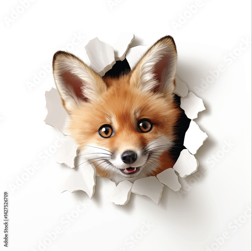  Adorable Fox Peeking Through Wall.