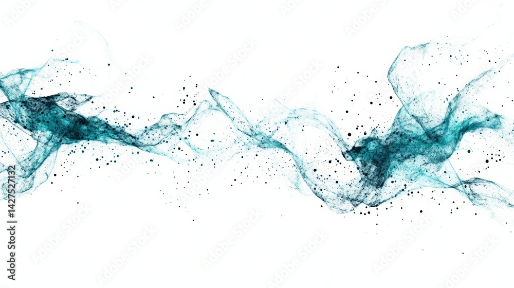 Abstract teal data flow on pure white background with minimalist keylines, tech startup presentation design Abstract teal data flow on pure white background with minimalist keylines, tech startup presentation design