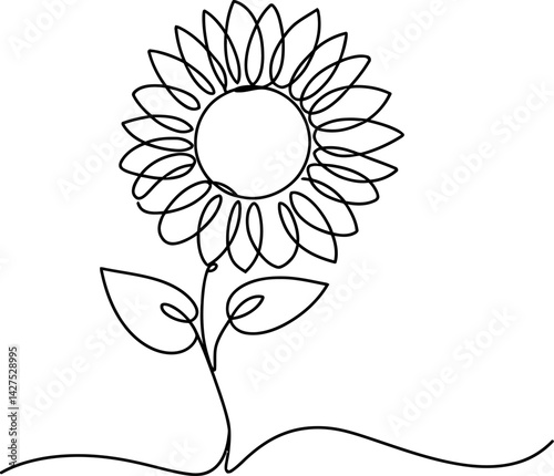 Sunflower  Line art Drawing, Simple Minimalist Botanical Art, Sunflower  Line art minimalist sunflower illustrations drawn with a single continuous line. Perfect for logo, branding, or decoration.