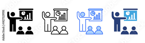 Business Presentation icon sheet multiple style collection