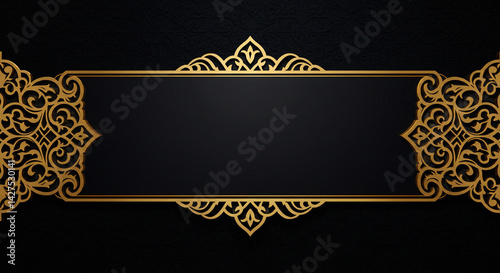 islamic pattern border vintage background with golden ornament