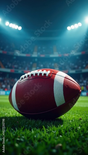 Oval ball design with vector pattern in American football stadium , sports, winner, grid