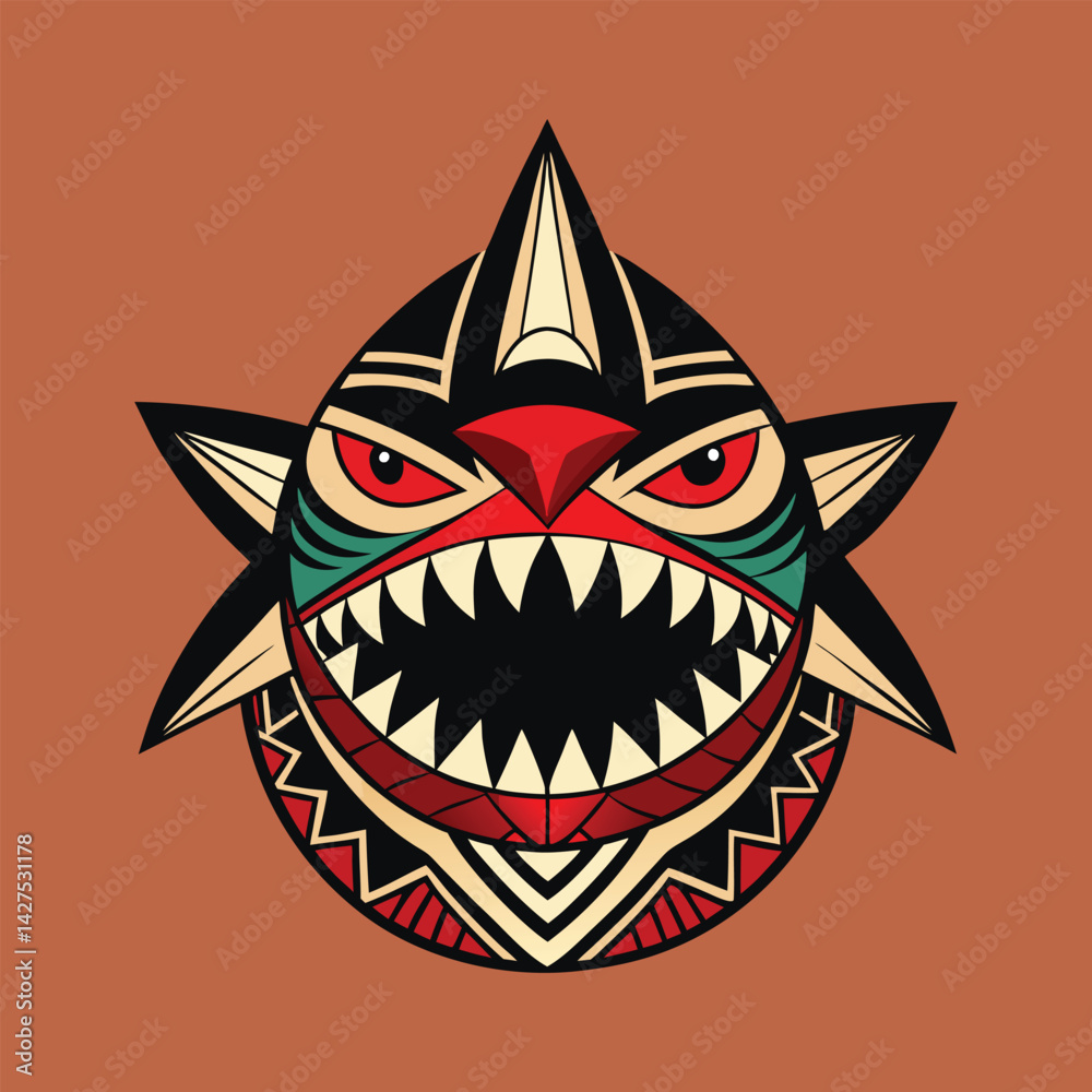Fototapeta premium Shirk head mandala vector design art