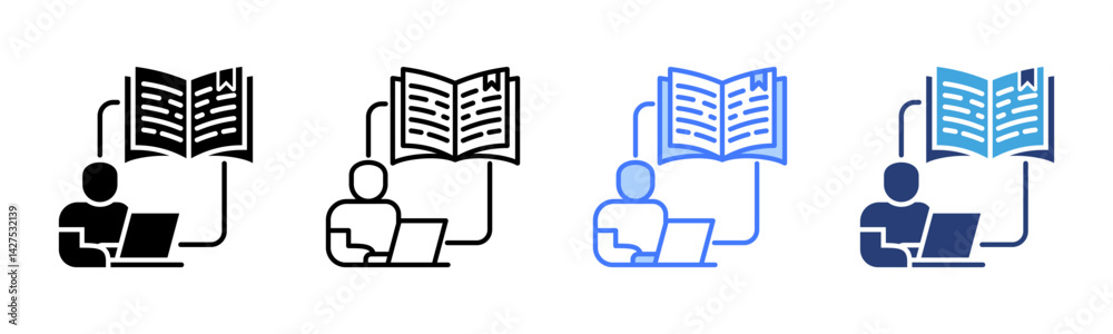 Fototapeta premium Virtual Class icon sheet multiple style collection