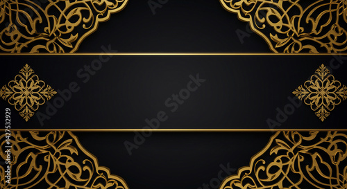 islamic pattern border golden background with a pattern