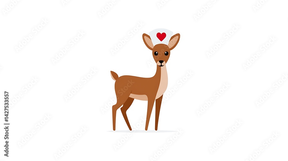 Obraz premium Cute cartoon deer with a heart above its head expressing love and affection in a simple style design
