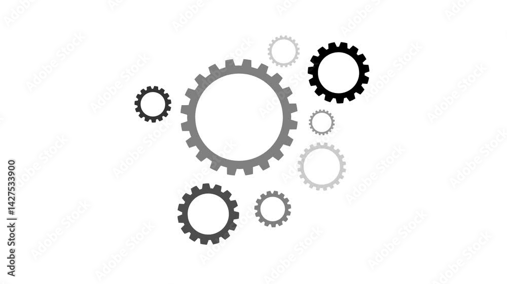 machine gears on white background. flat design. simple design. logos. machine theme. automotive theme. service theme. maintenance. some gear. simple animation. motion graphics machine gears on white background. flat design. simple design. logos. machine theme. automotive theme. service theme. maintenance. some gear. simple animation. motion graphics