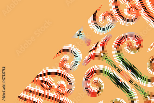 luxury traditional Indonesian Dayak batik design with aesthetic gradient background 
