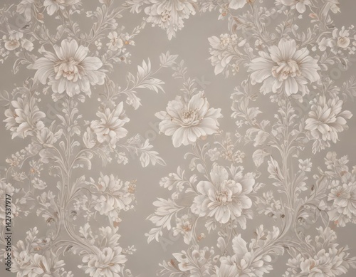 Wallpaper Mural Subtle damask, delicate blossoms, repeating motif , wallpaper design, repeating, design Torontodigital.ca