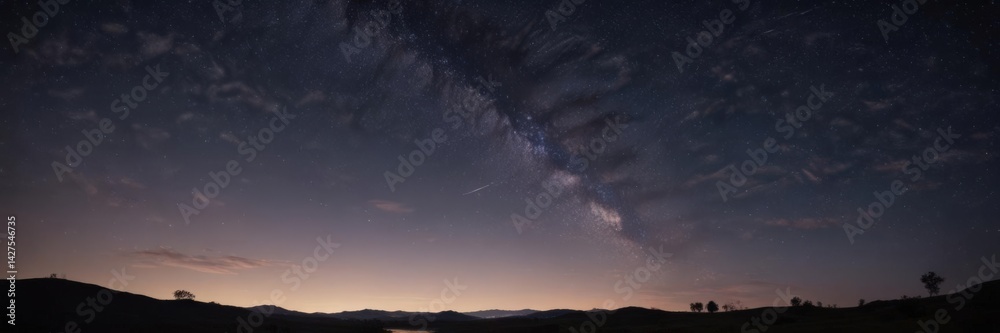 Naklejka premium Vast, star-dusted night sky; infinite serenity , stellar, wonder