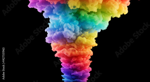 Volcano shaped rainbow smoke