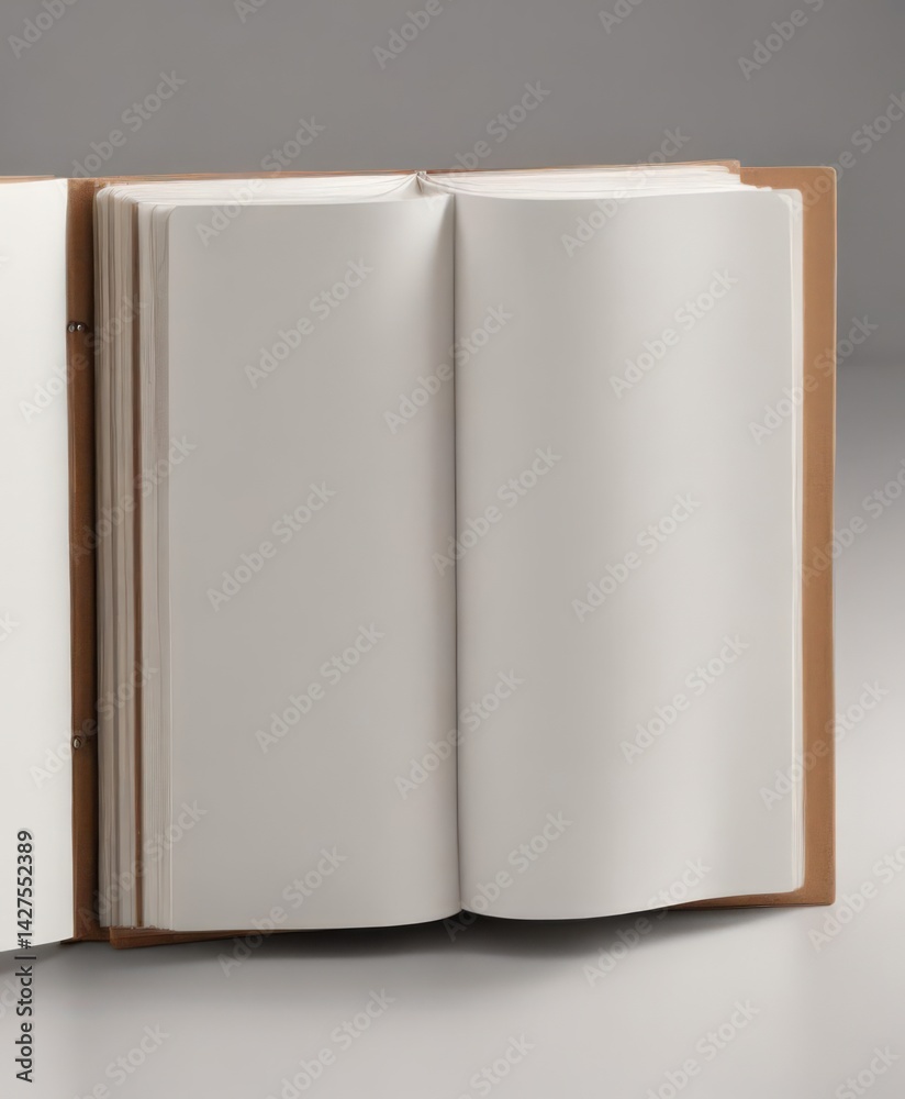 Blank photo album pages displayed in open vertical mockup, ideal for design , binder, vertical, background Blank photo album pages displayed in open vertical mockup, ideal for design , binder, vertical, background