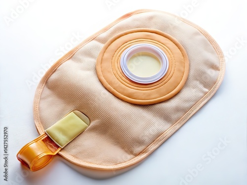 Ostomy Bags - White Background - Left View - Copy Space photo